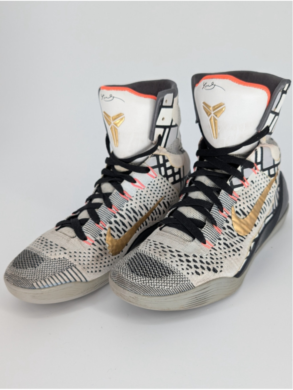 Nike Kobe 9 Elite Fundamentals 630847-100 White Gold Black Men’s Size 8 2014